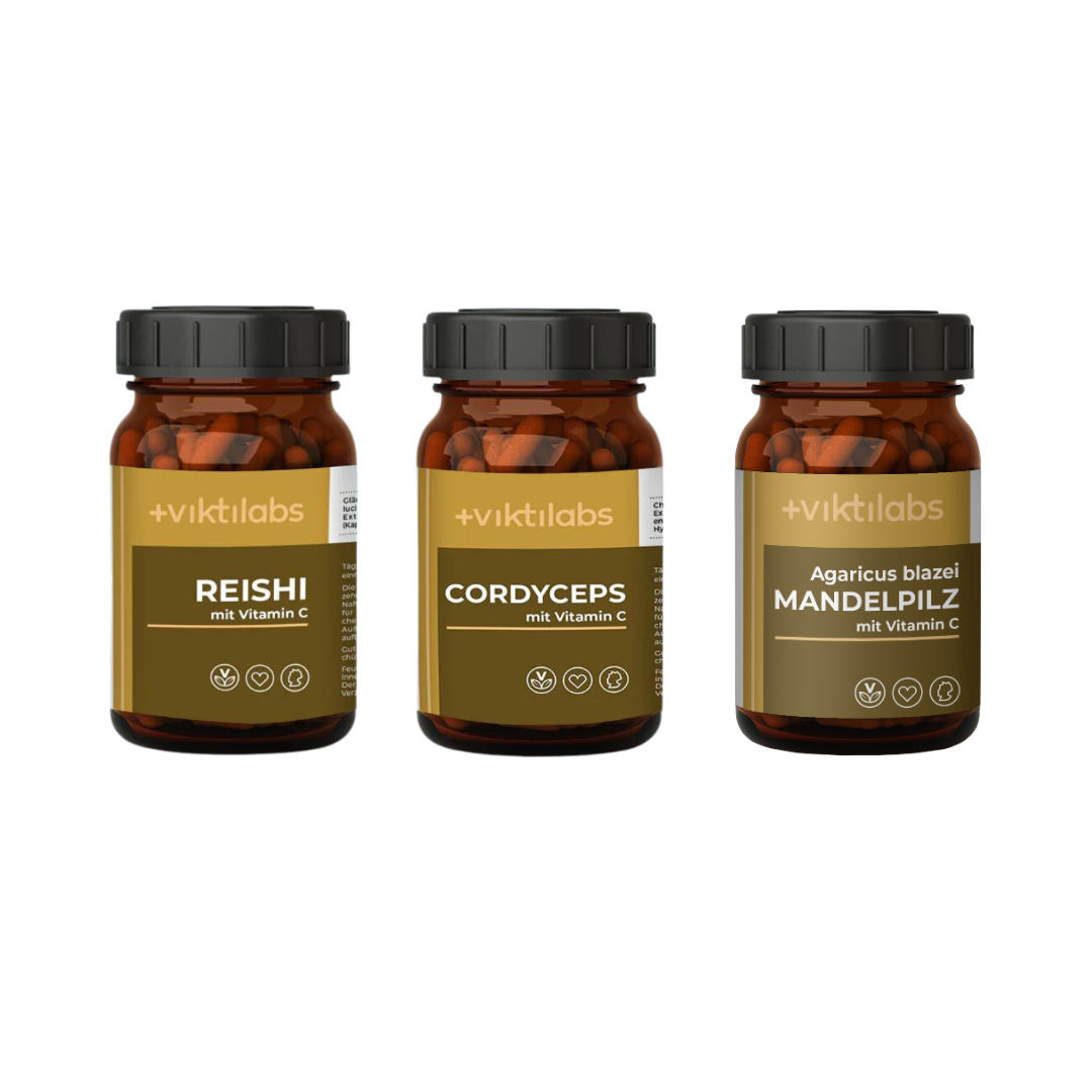 Bundle offer 3 pack of medicinal mushrooms - Reishi, Cordyceps, Almond mushroom (75.55 € per set - Save 5.21%)