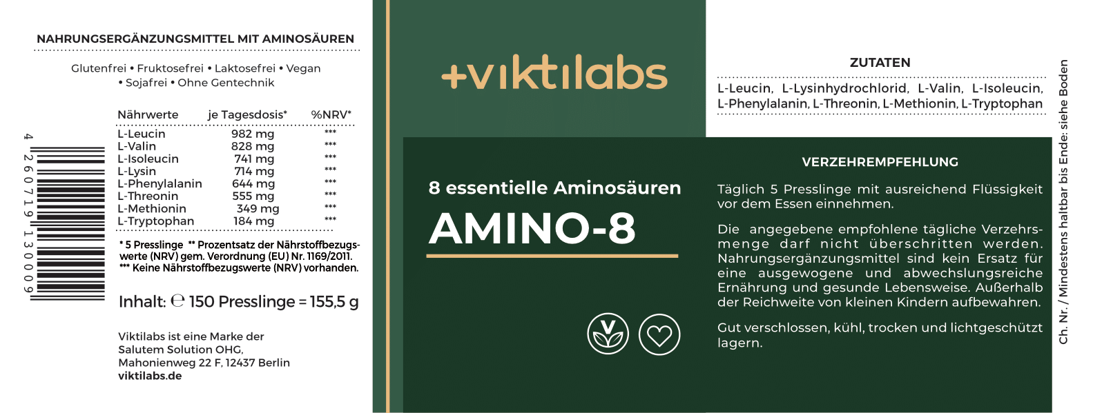 Bestellkampagne für Amino-8 nach dem Vorbild von Prof. Dr. Lucà-Moretti (150 Presslinge)