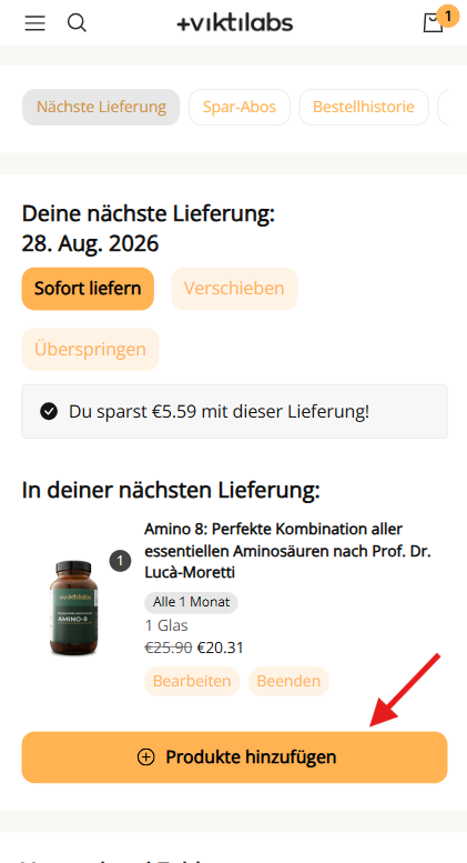 Ich möchte ein weiteres Produkt regelmäßig dazu